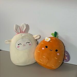 Squishmallows White Sheep w/ Bunny Ears and Orange Carrot Plush Set -Collectible